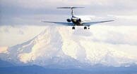 Passenger jet approaching Mt. Hood - coming into Portland