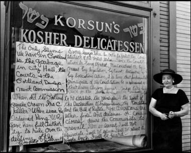 Courtesy of Polina OlsenKorsun's Kosher Delicatessen was demolished in a 1960s urban renewal project that razed 54 blocks in South Portland. Author Polina Olsen found this photo in the Portland Development Commission's archives. The woman is unidentified.