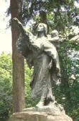 A statue of Sacagawea, the Shoshone American Indian who accompanied the Lewis and Clark Expedition, greets visitors to Washington Park.